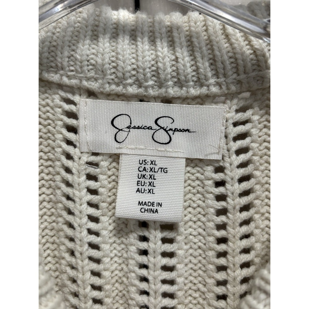 Jessica Simpson Cream Cable Knit Soft Sweater Sleeveless Size XL‎ - Picture 2 of 6